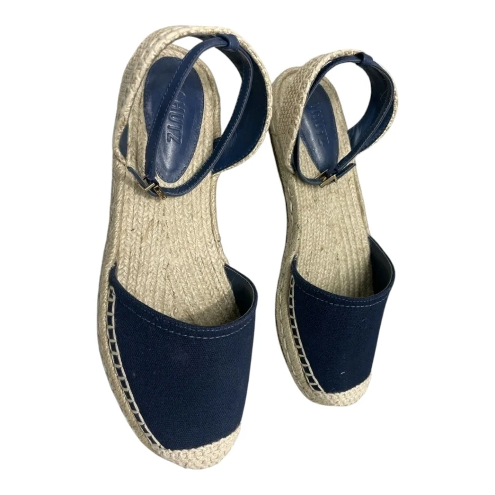 Schutz Womens Greeca Espadrille Flats US 11 Embroidered Ankle Strap New